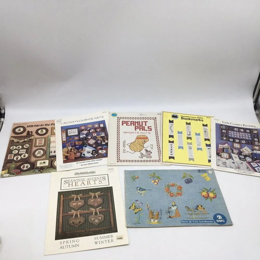 Vintage Counted Cross Stitch Books & Leaflets Peanut Pals Country Hearts Bears